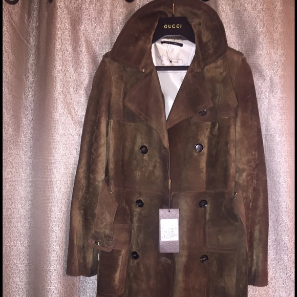New Gucci Cashmere Treated Suede Trench Coat
