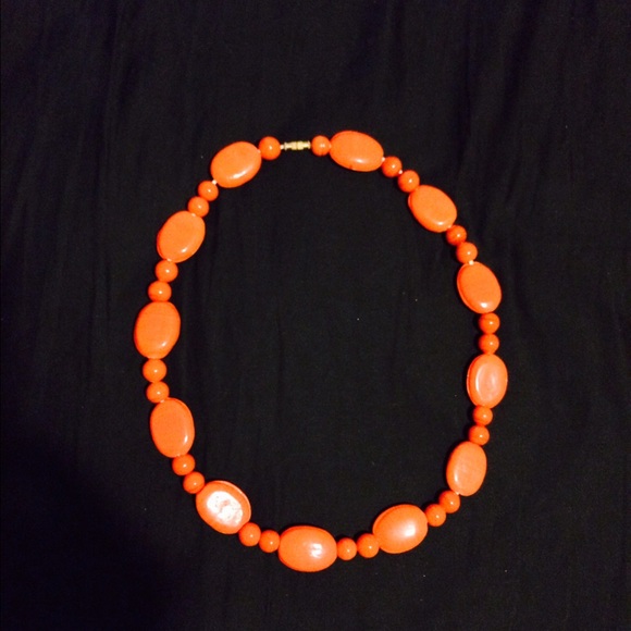 Orange flat bead necklace