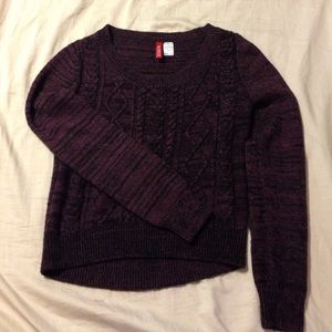 Purple and black cable knit sweater