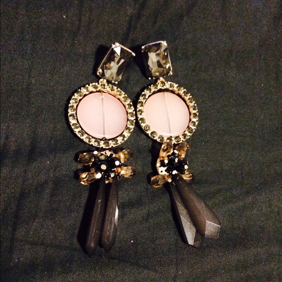 Pink center, grey stone earrings