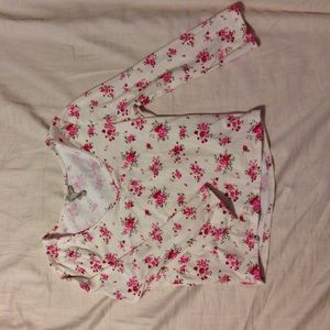 Floral quarter sleeve crop top