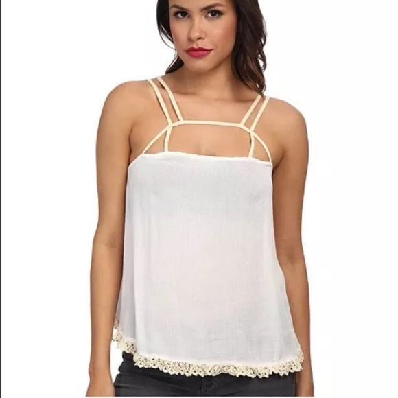 Free People Crochet Summer Straps Cami top Ivory
