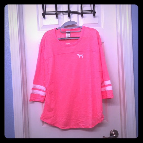 Pink varsity tee shirt