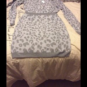 Leopard print sweater dress