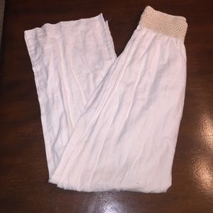 Cute white beach pants with lace!