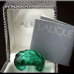 Lalique Green Crystal Heliconia ring