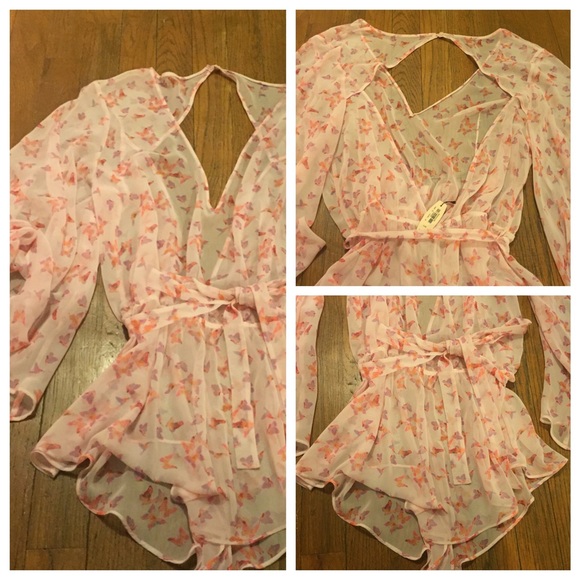 Victoria's Secret Other - VS Butterfly Chiffon Flowy Open Back  Romper!