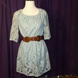 Floral Blue Knit Dress