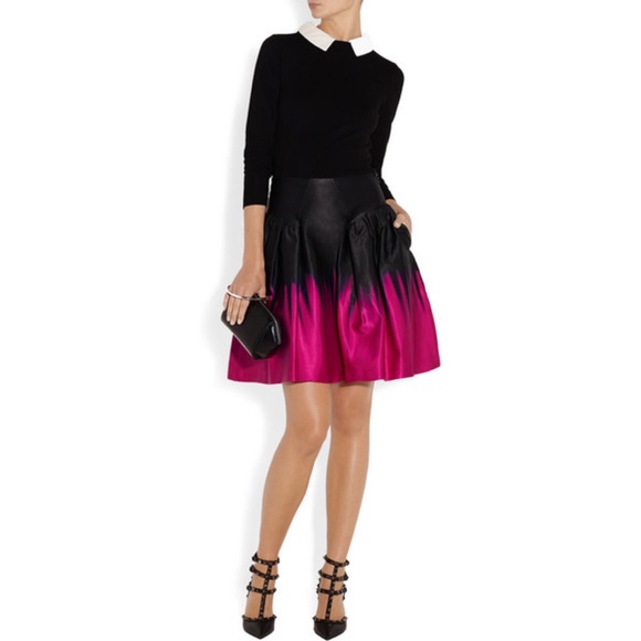 MILLY Karina Fuchsia Degrade Sateen Mini Skirt 6 - Picture 2 of 5