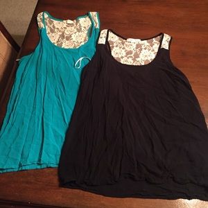 Turquoise and black tank tops with lace!