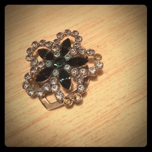 Blue Rhinestone Brooch (clip on)