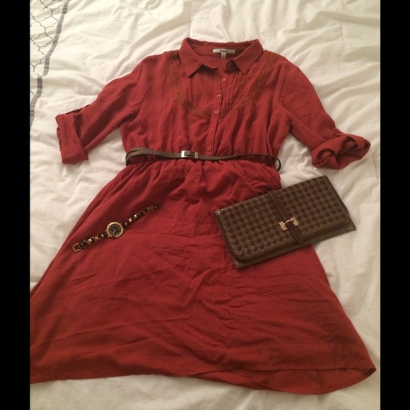 Burnt Orange Flare Dress