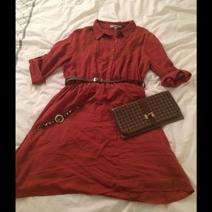 Burnt Orange Flare Dress