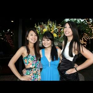 Middle turquoise dress with open back