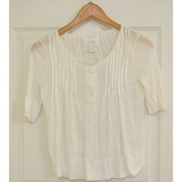 Anthropologie Deletta white short sleeve cardigan