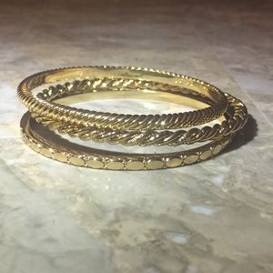 J. CREW Gold tone Bangle Bracelets - Set of 3