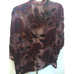 Forever 21 Velvet Roses Mesh Kimono