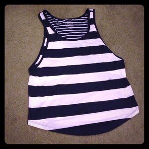 Dark blue and white striped tank top