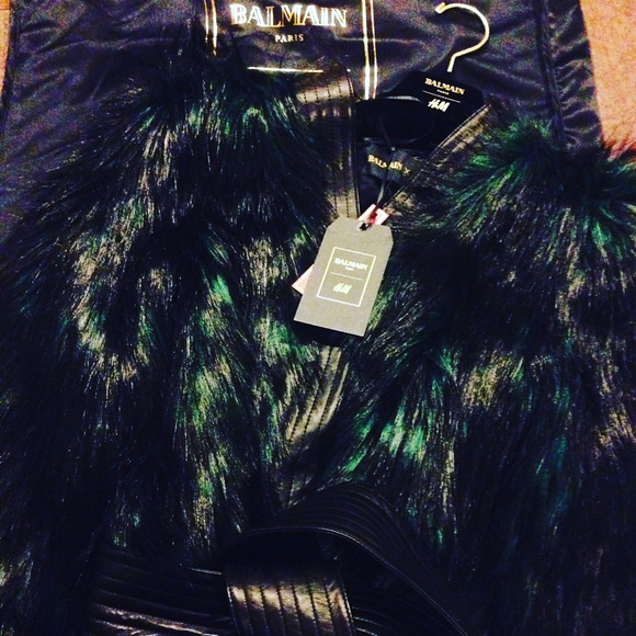Balmain x H&M Faux Fur Coat