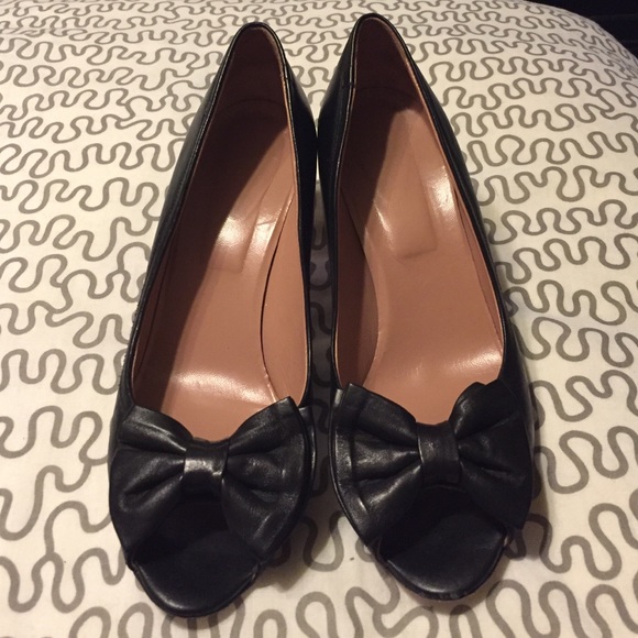 Black Peep Toe Bow Heels