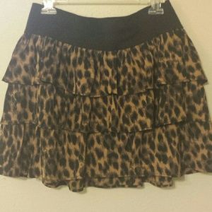 Leopard Print Ruffle Skirt
