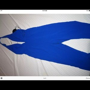 Sexy vibrant blue halter neck jumpsuit