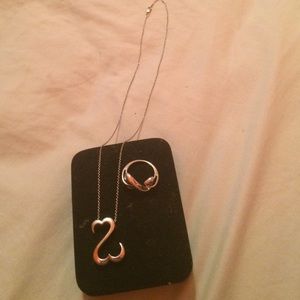 Open heart necklace and matching ring