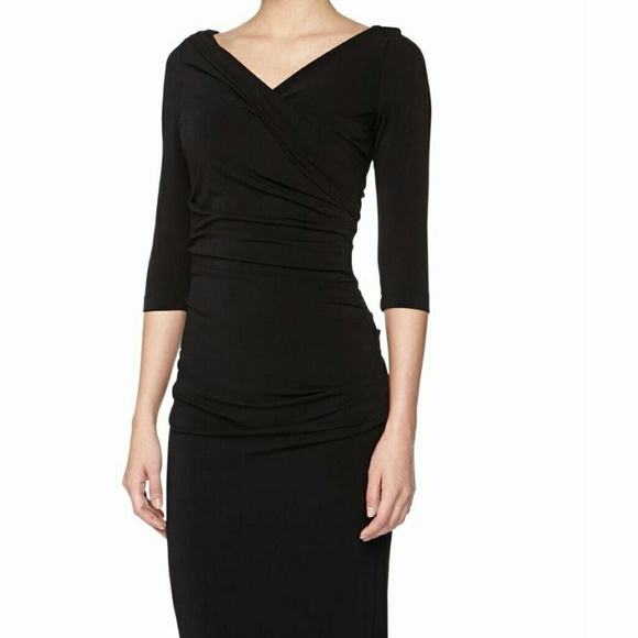 NWT Catherine Malandrino Ruched Black Jersey Dress