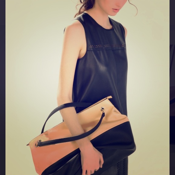 Zara two tone bag in black & tan.