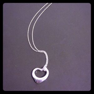 Tiffany Elsa Peretti open heart pendant necklace