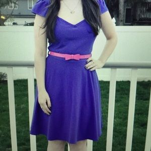 Royal blue lulus dress with pink belt size small