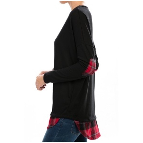 Plaid Detail Layered Look Tunic - Picture 2 of 4