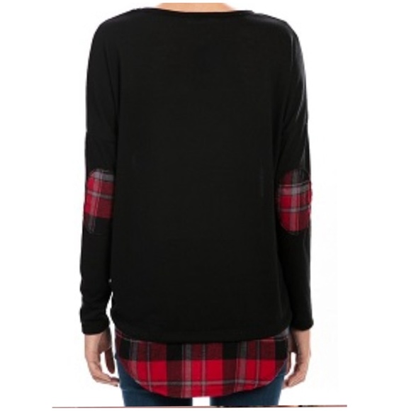 Plaid Detail Layered Look Tunic - Picture 3 of 4