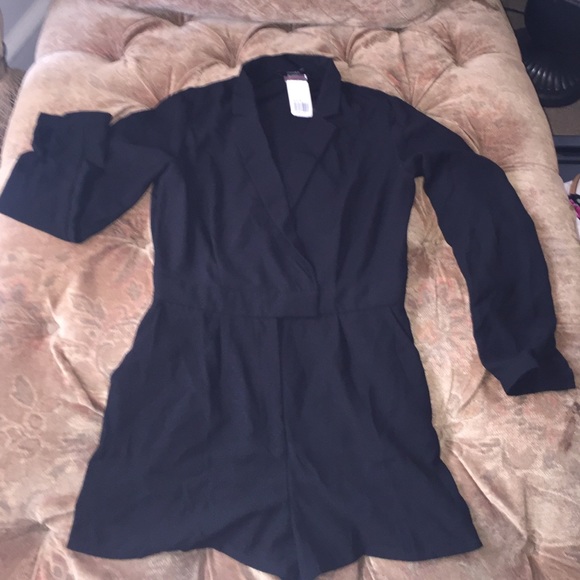 All black long sleeve romper
