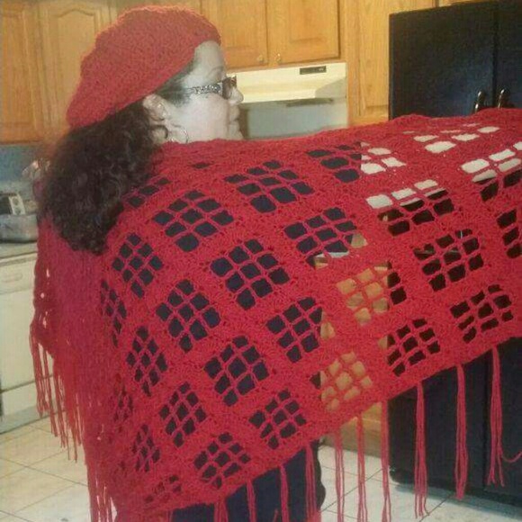 Crochet  hand  made  swals  and  hat