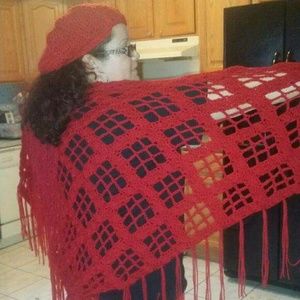 Crochet  hand  made  swals  and  hat