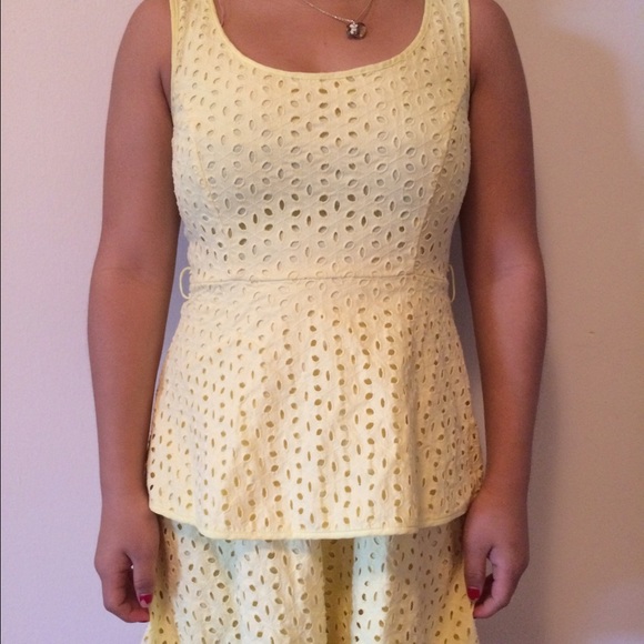 Forever 21 Tiered Yellow Eyelet Dress