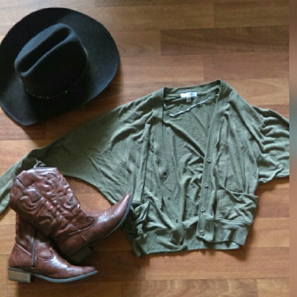 Army green bat wing cardigan
