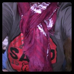 Purple and white tribal print scarf