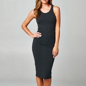 Large Charcoal RACERBACK MIDI BODYCON COTTON DRESS Large Charcoal RACERBACK MIDI BODYCON COTTON DRESS