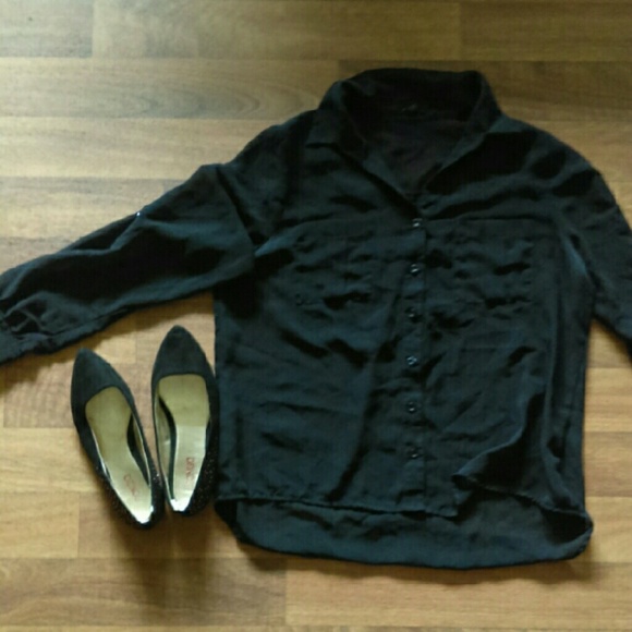Sheer black button up