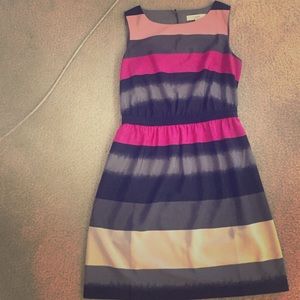 Ann Taylor Loft ombré stripe elastic waist dress