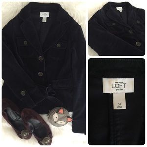 💕🤓LOFT Corduroy Navy Belted Jacket Size 0P 🤓💕