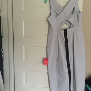 Grey cut out under the knee dress