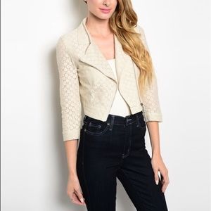 Natalie Cream Lace Cropped Jacket