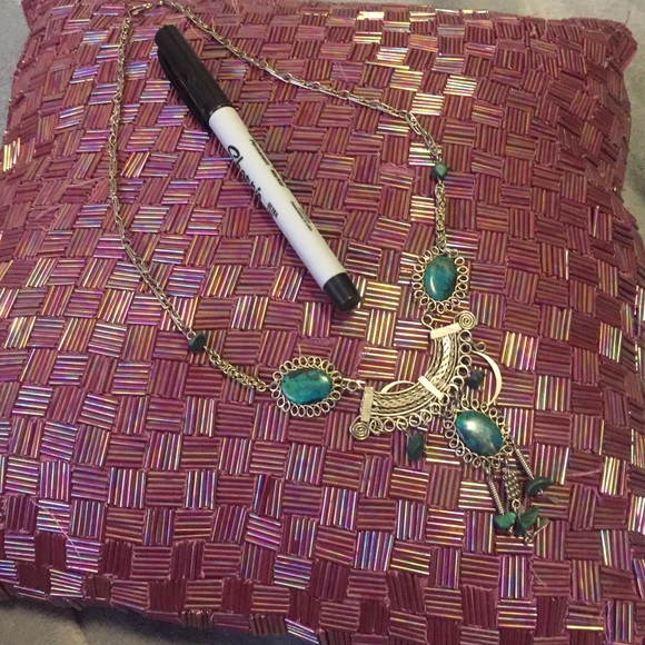 Chrysocolla silver handmade necklace - Picture 2 of 4