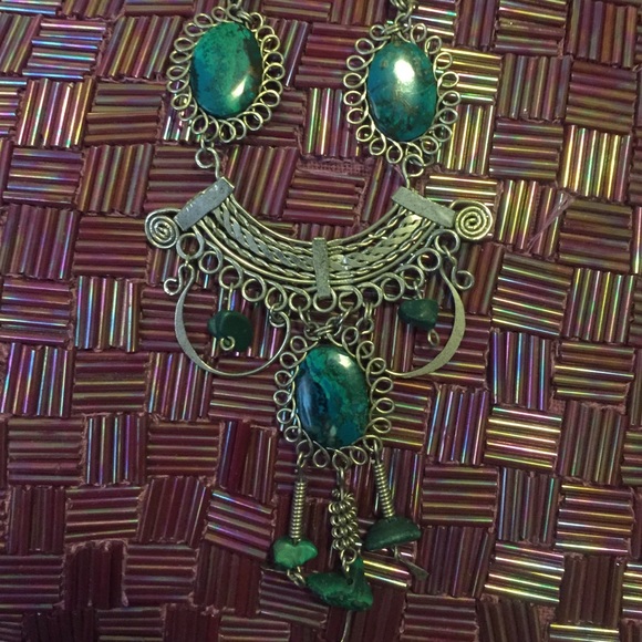 Chrysocolla silver handmade necklace - Picture 4 of 4