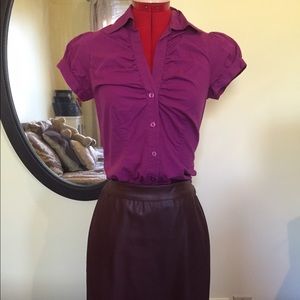 Pink short-sleeves button down 97% cotton blouse.