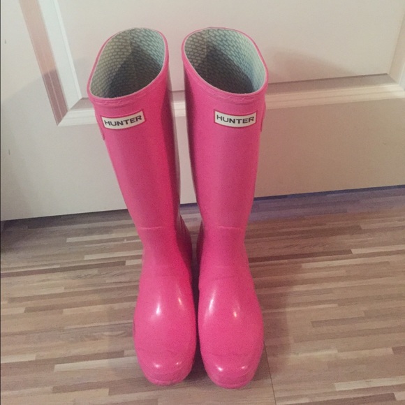 Pink hunter rain boots
