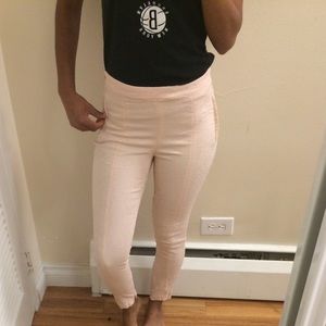 ZARA form fitting pink trousers with floral detail